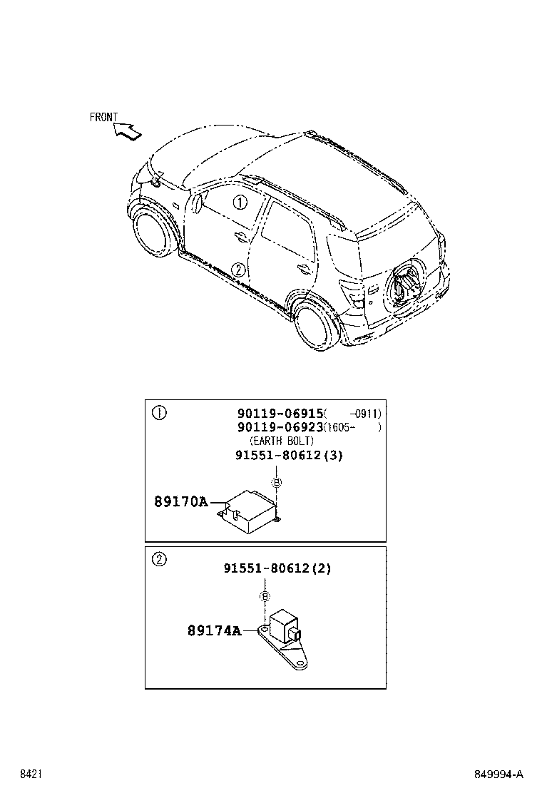 89174-B4010 SENSOR, AIR BAG, FRONT LH product image