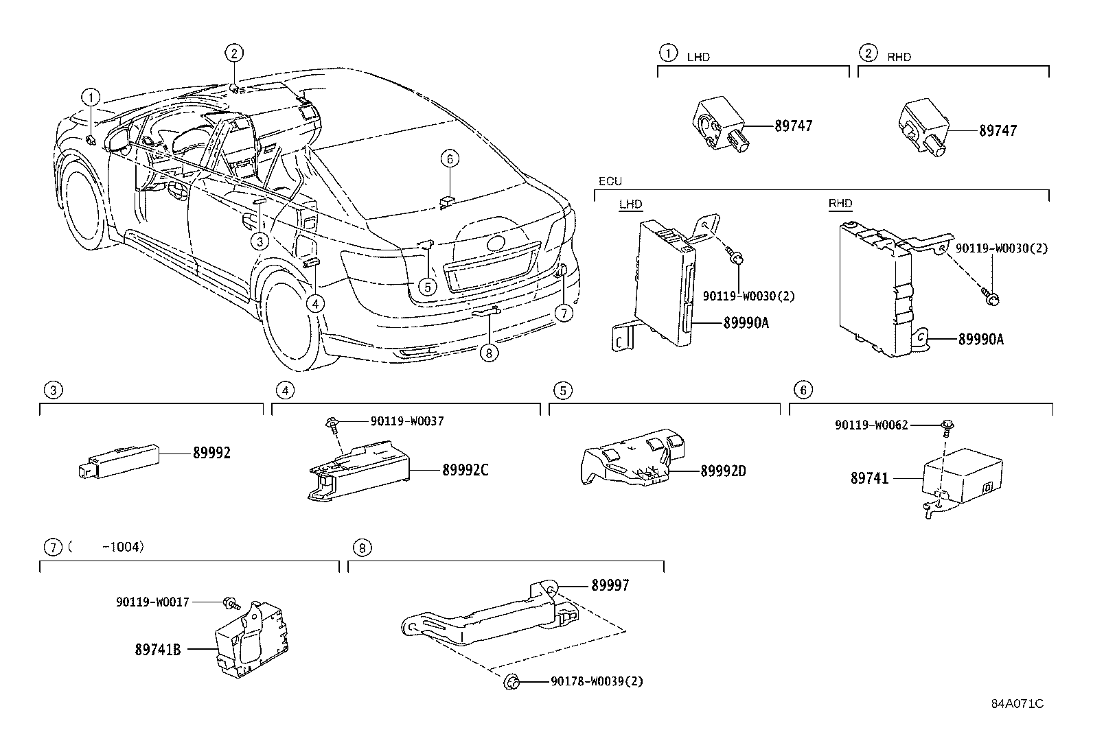 89741-05080 RECEIVER, DOOR CONTROL product image