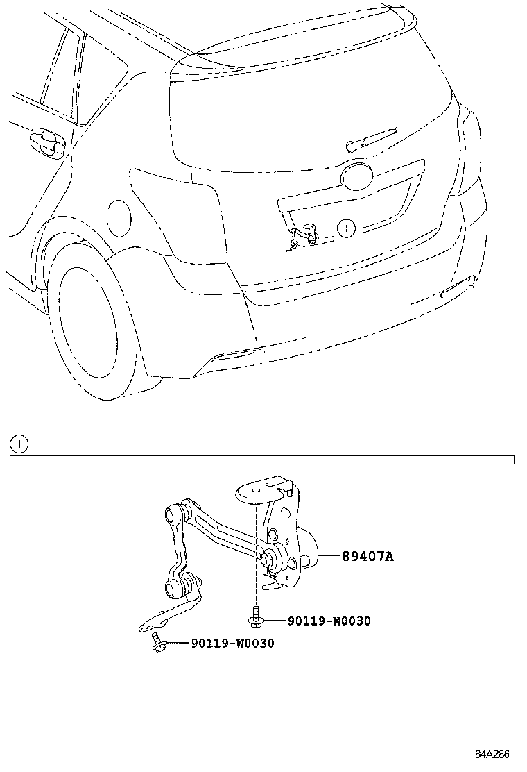 89407-64010 SENSOR SUB-ASSY, HEIGHT CONTROL, REAR RH product image