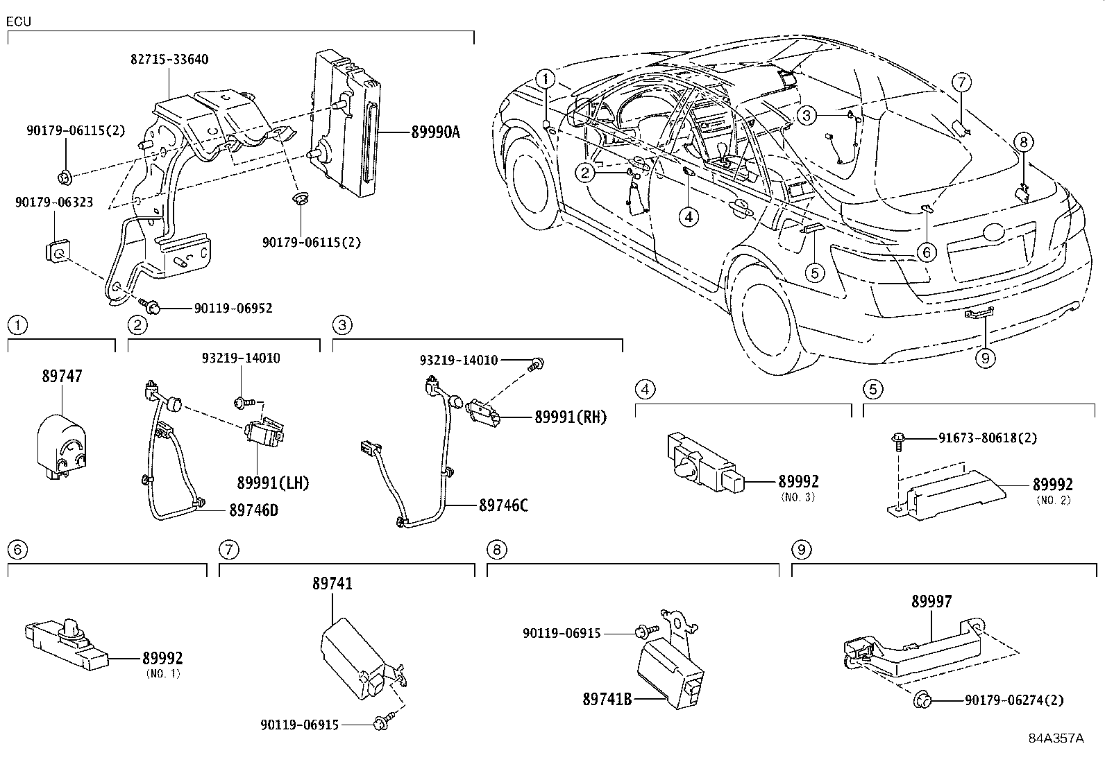 89741-33460 RECEIVER, DOOR CONTROL product image