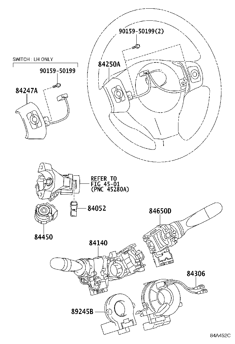 84152-52120 SWITCH, HEADLAMP LEVELING product image