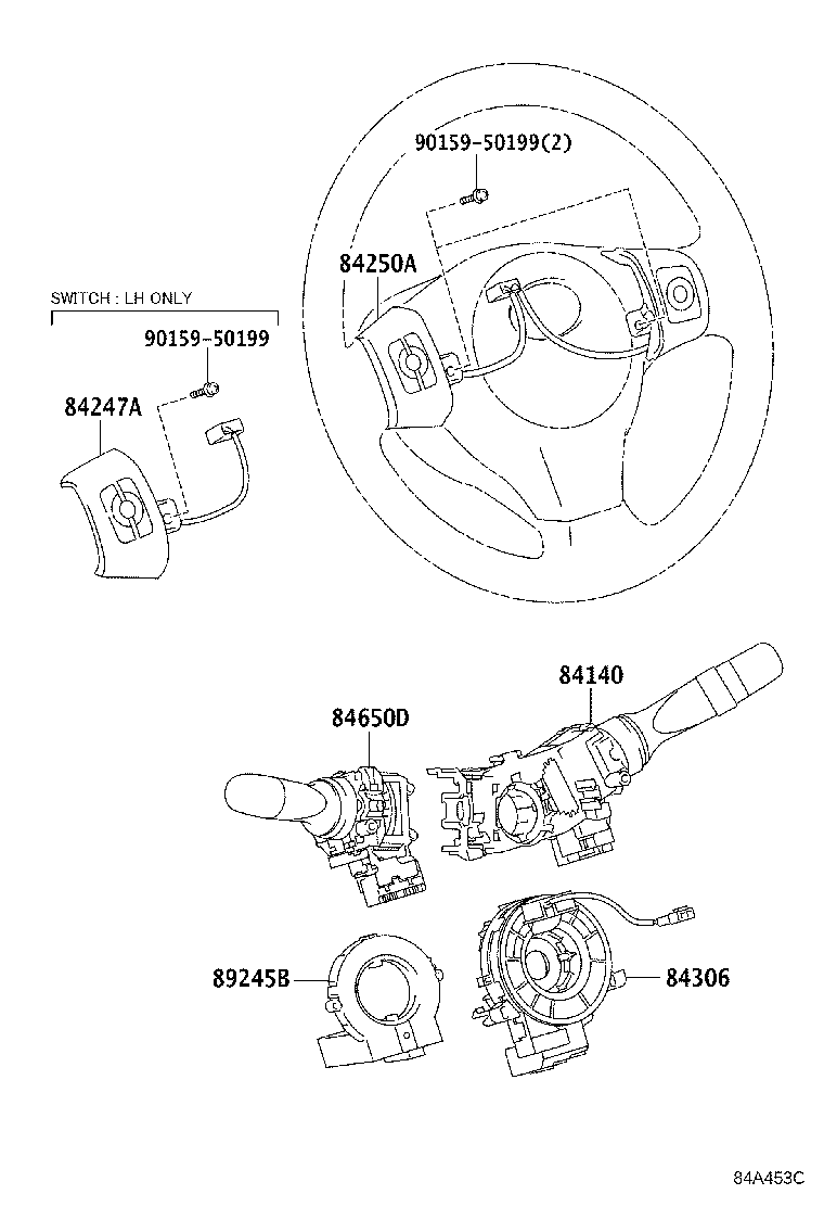 84152-52120 SWITCH, HEADLAMP LEVELING product image