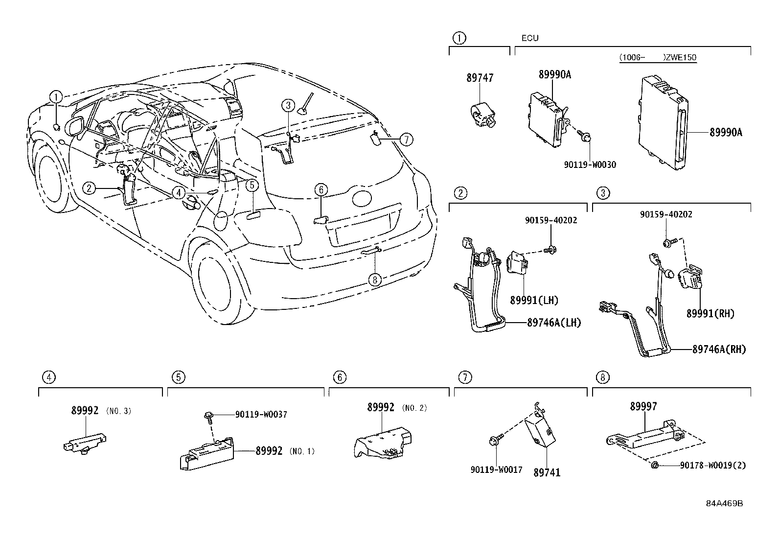 89740-02011 RECEIVER, DOOR CONTROL product image