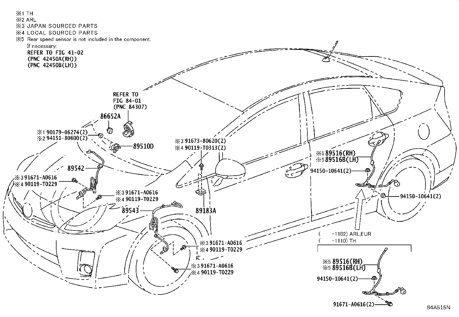 89516-47100 WIRE, SKID CONTROL SENSOR product image