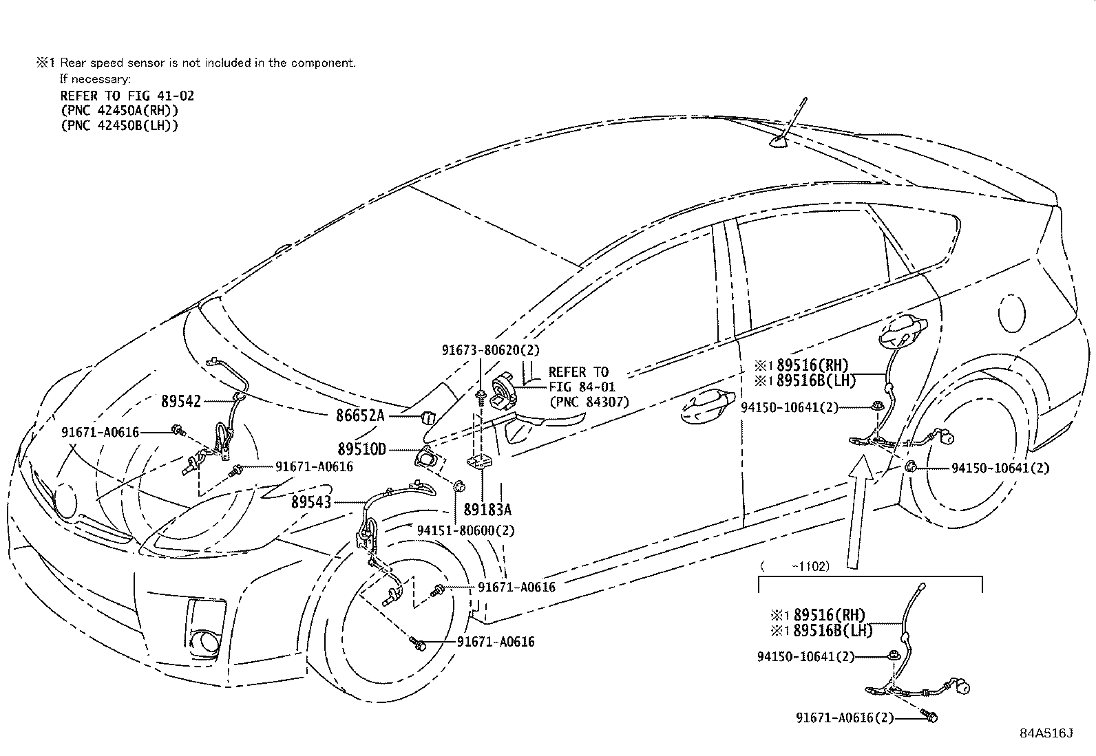 Toyota 89543-47030 SENSOR, SPEED, FRONT LH