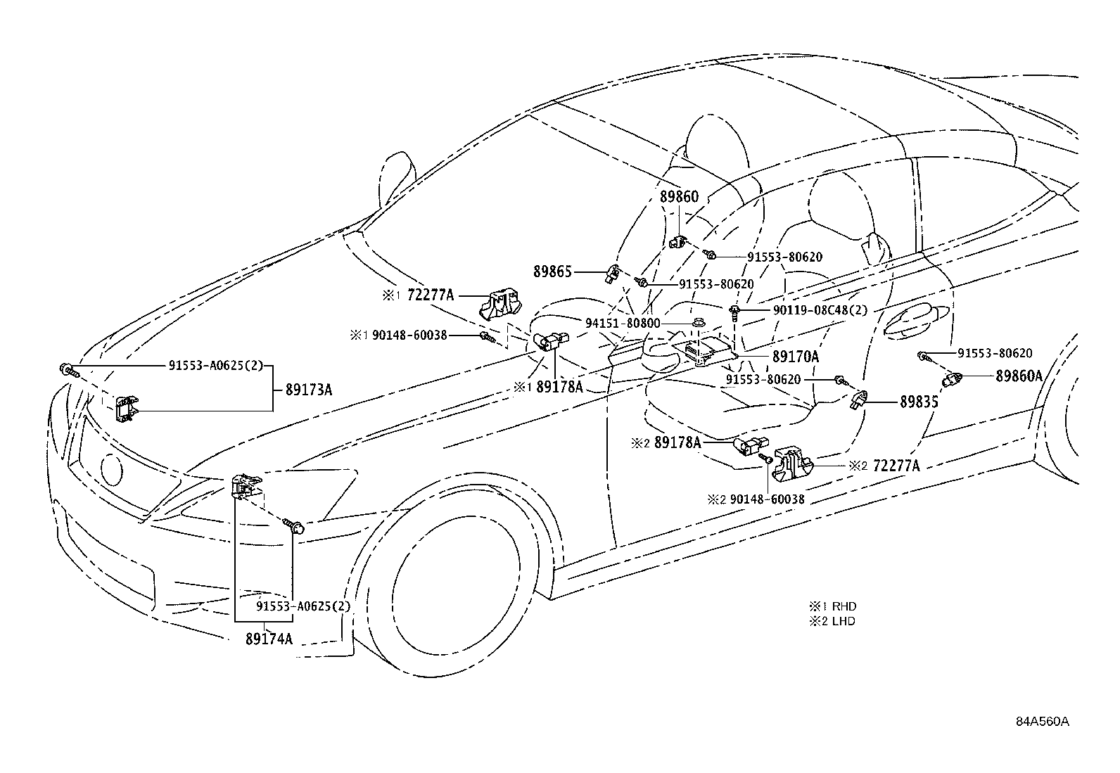 89173-39455 SENSOR, AIR BAG, FRONT RH product image