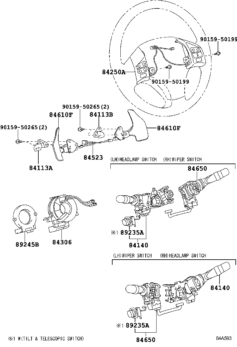 84040-53140 MASTER SWITCH ASSY, POWER WINDOW REGULATOR product image