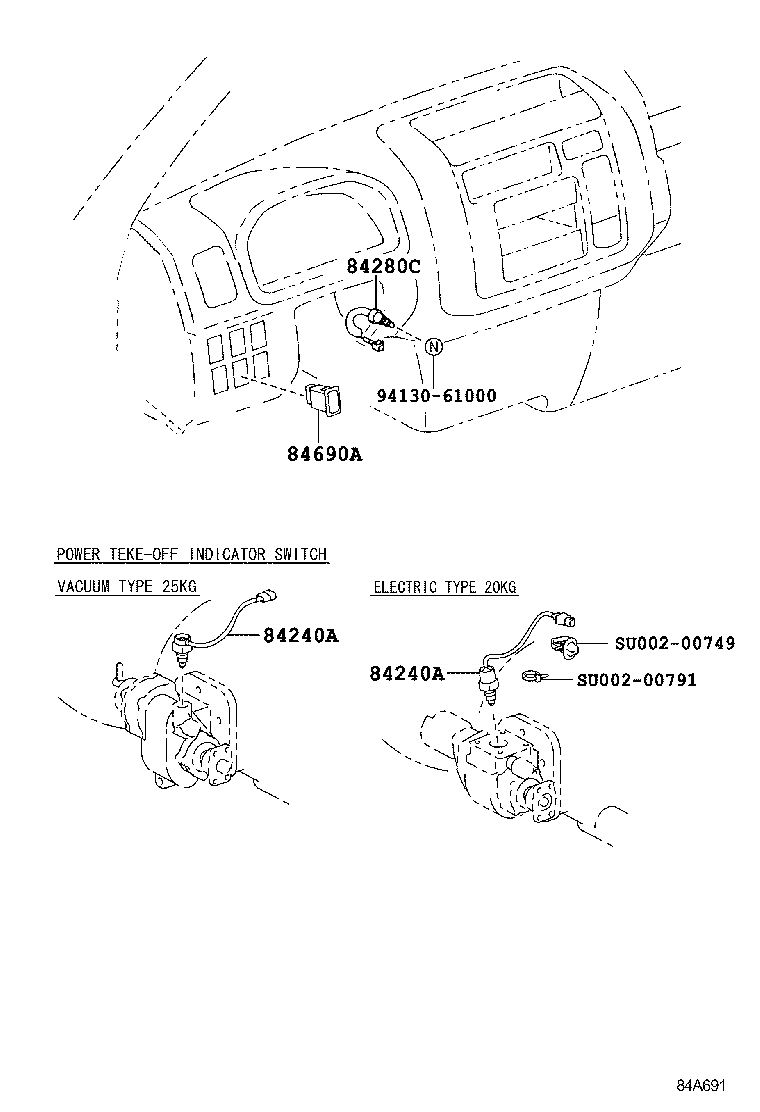 84240-37022 SWITCH ASSY, POWER TAKE-OFF INDICATOR product image