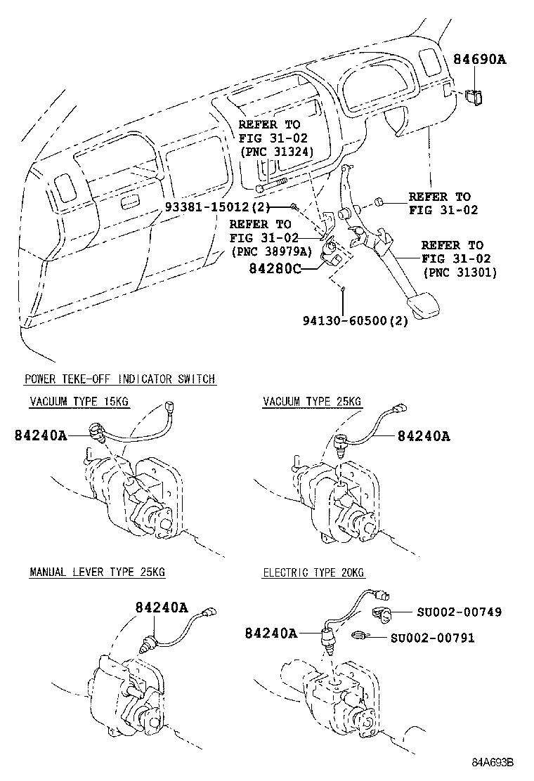 84240-37022 SWITCH ASSY, POWER TAKE-OFF INDICATOR product image