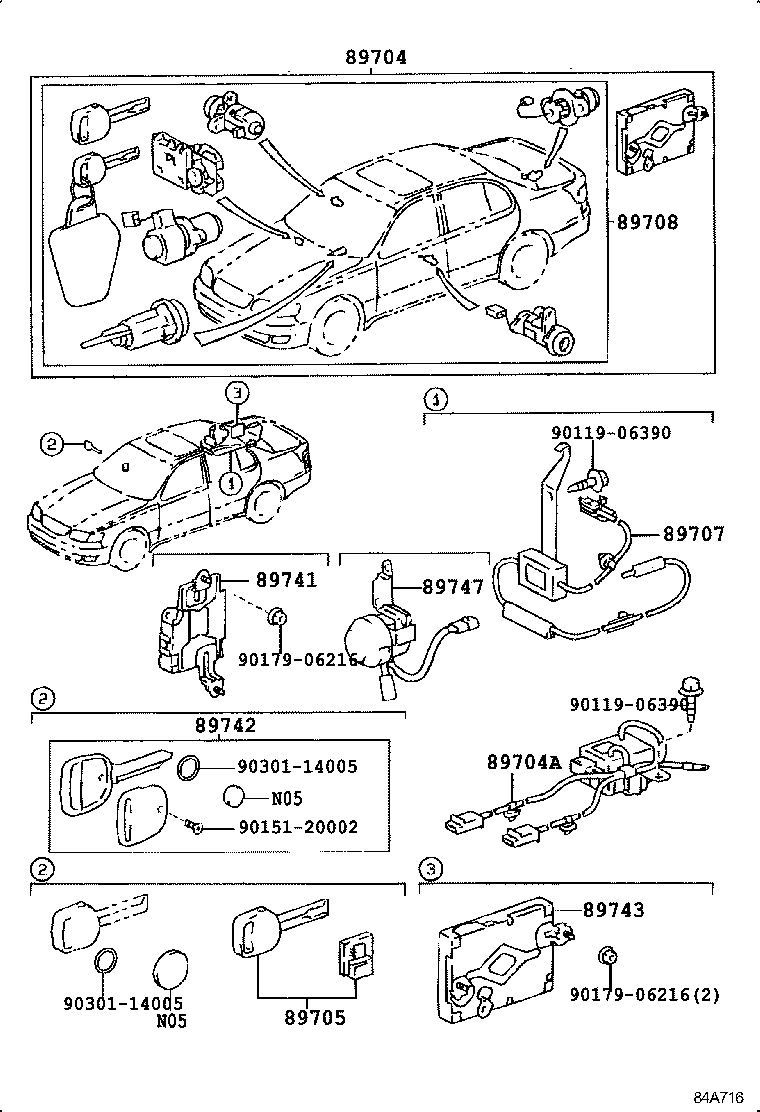 89708-30140 CYLINDER SET, WIRELESS DOOR LOCK product image