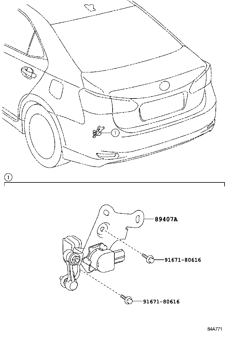 89407-75010 SENSOR SUB-ASSY, HEIGHT CONTROL, REAR RH product image