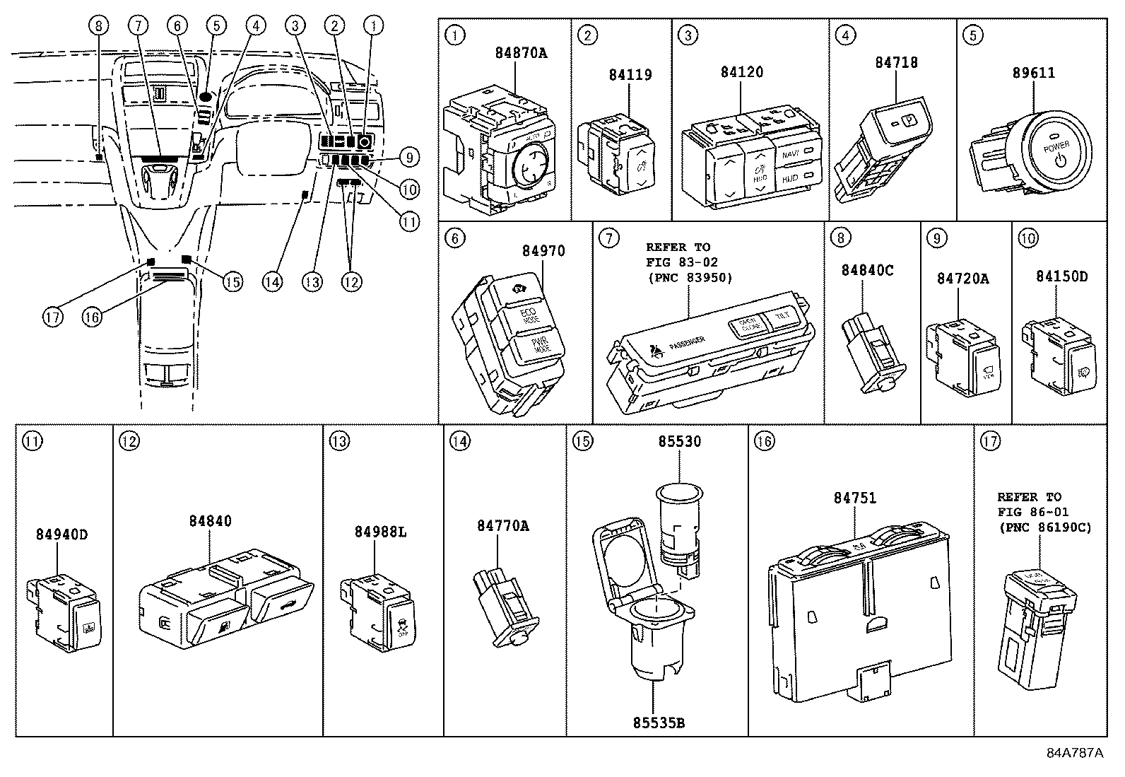 84140-48170 SWITCH ASSY, HEADLAMP DIMMER product image