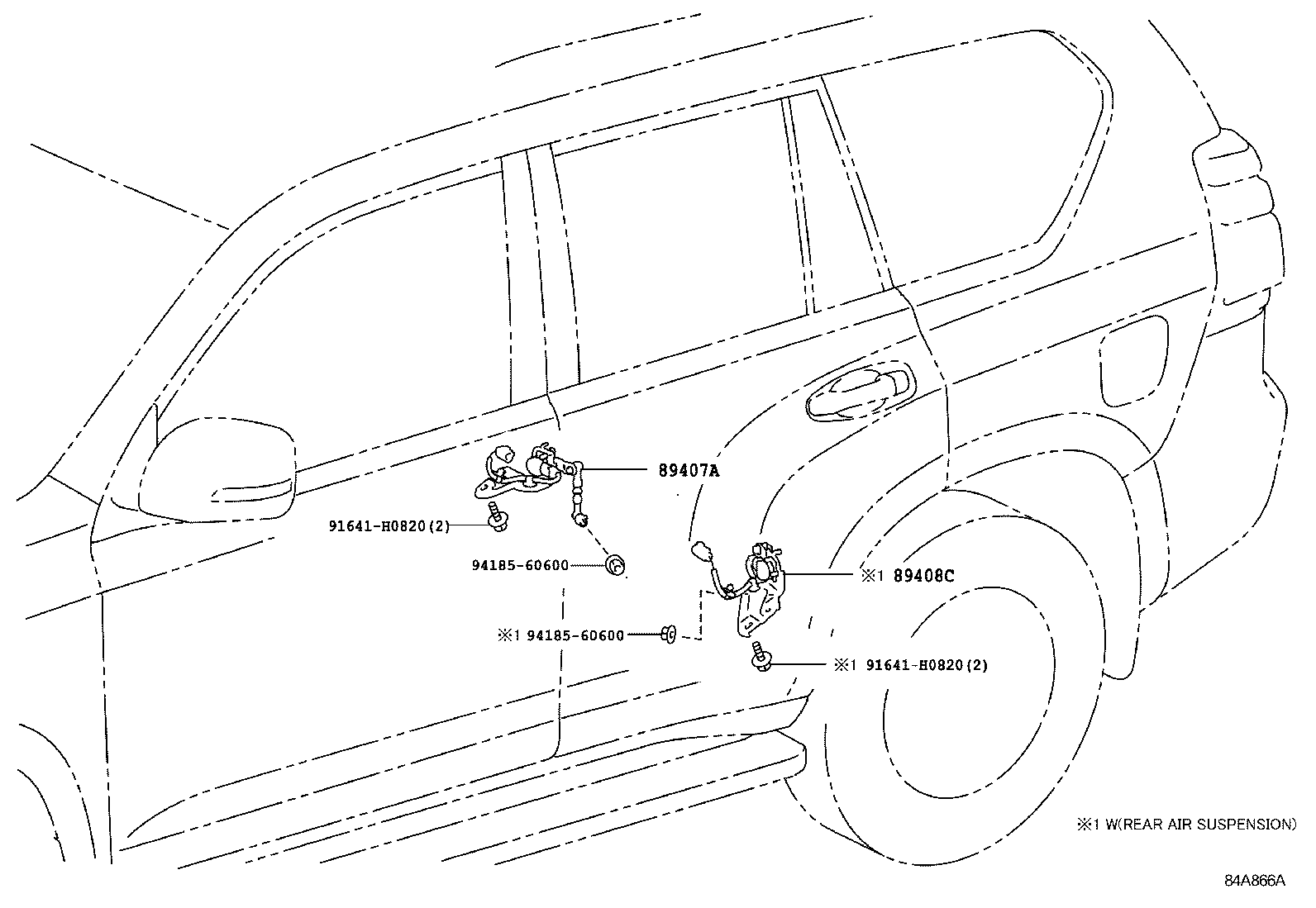89407-60040 SENSOR SUB-ASSY, HEIGHT CONTROL, REAR RH product image
