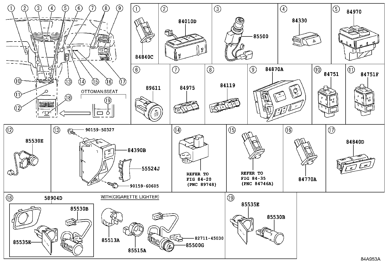 84140-50170 SWITCH ASSY, HEADLAMP DIMMER product image