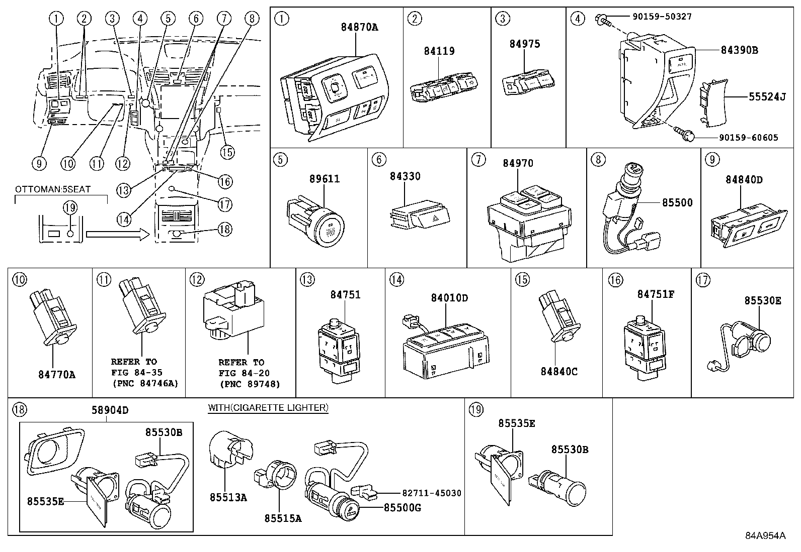 84140-50170 SWITCH ASSY, HEADLAMP DIMMER product image