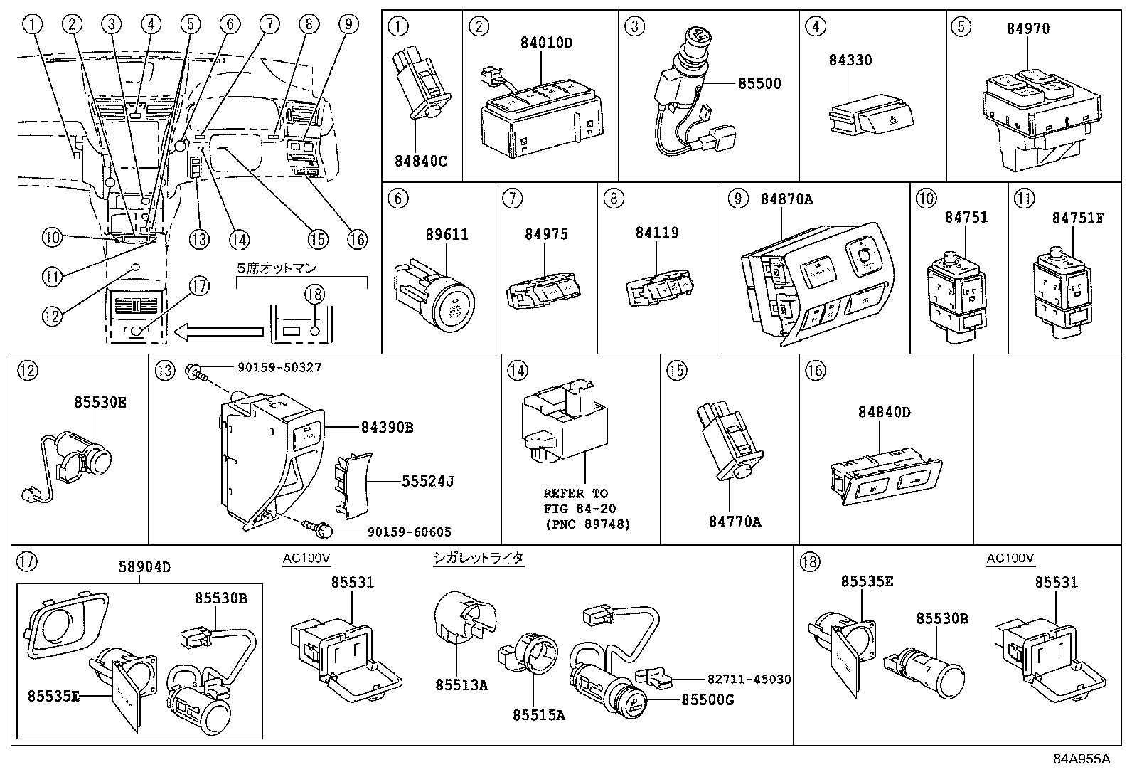 84140-50140 SWITCH ASSY, HEADLAMP DIMMER product image