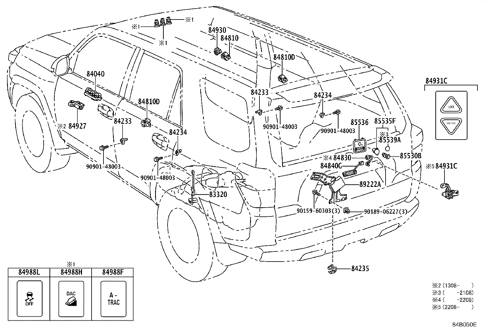 84332-35100 SWITCH ASSY, HAZARD WARNING SIGNAL product image