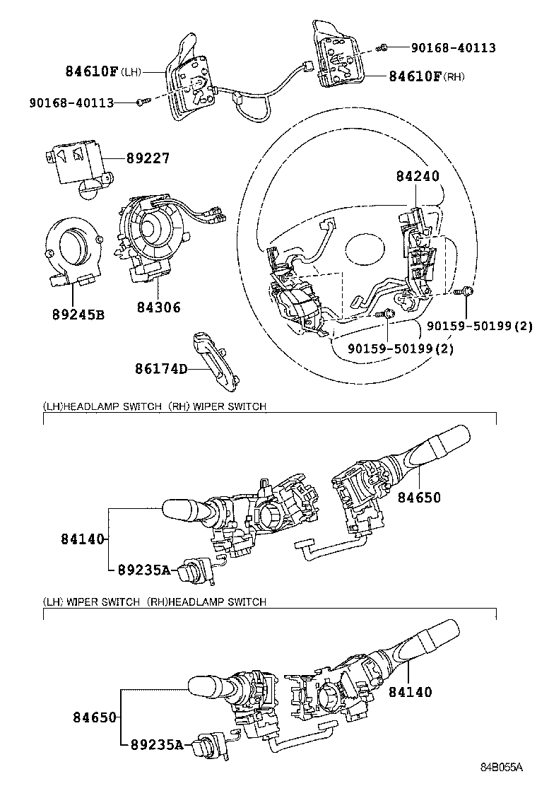 84140-50170 SWITCH ASSY, HEADLAMP DIMMER product image