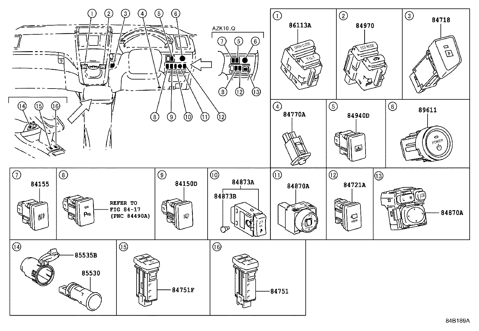 84140-75010 SWITCH ASSY, HEADLAMP DIMMER product image