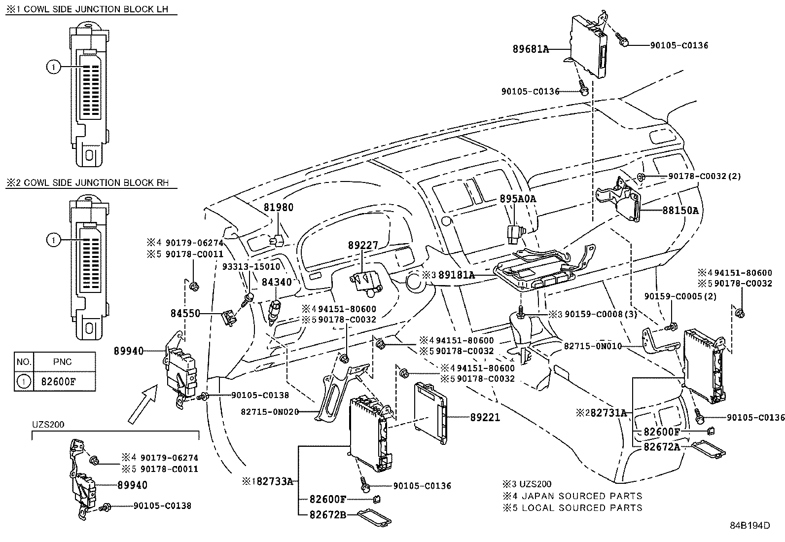 84332-0N010 SWITCH ASSY, HAZARD WARNING SIGNAL product image