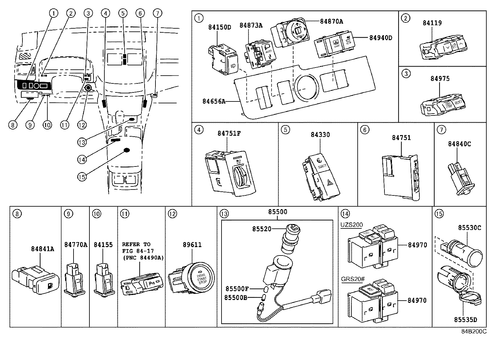 84332-0N010 SWITCH ASSY, HAZARD WARNING SIGNAL product image