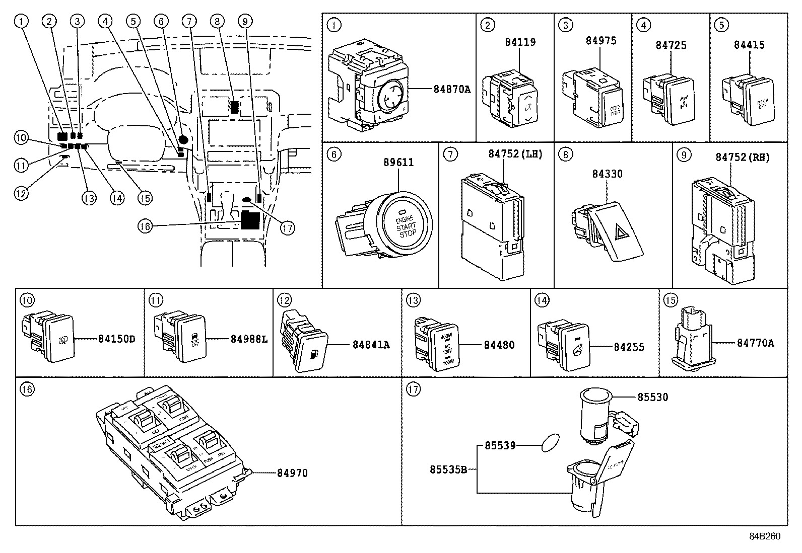 84140-60360 SWITCH ASSY, HEADLAMP DIMMER product image