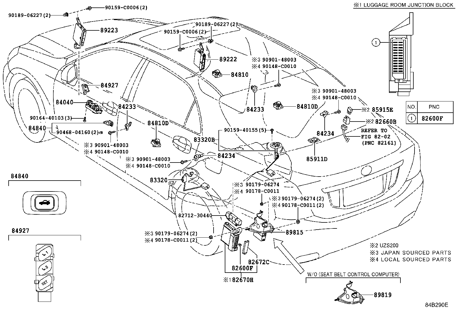 84332-0N010 SWITCH ASSY, HAZARD WARNING SIGNAL product image