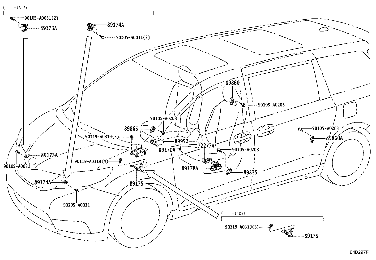 89173-09899 SENSOR, AIR BAG, FRONT RH product image