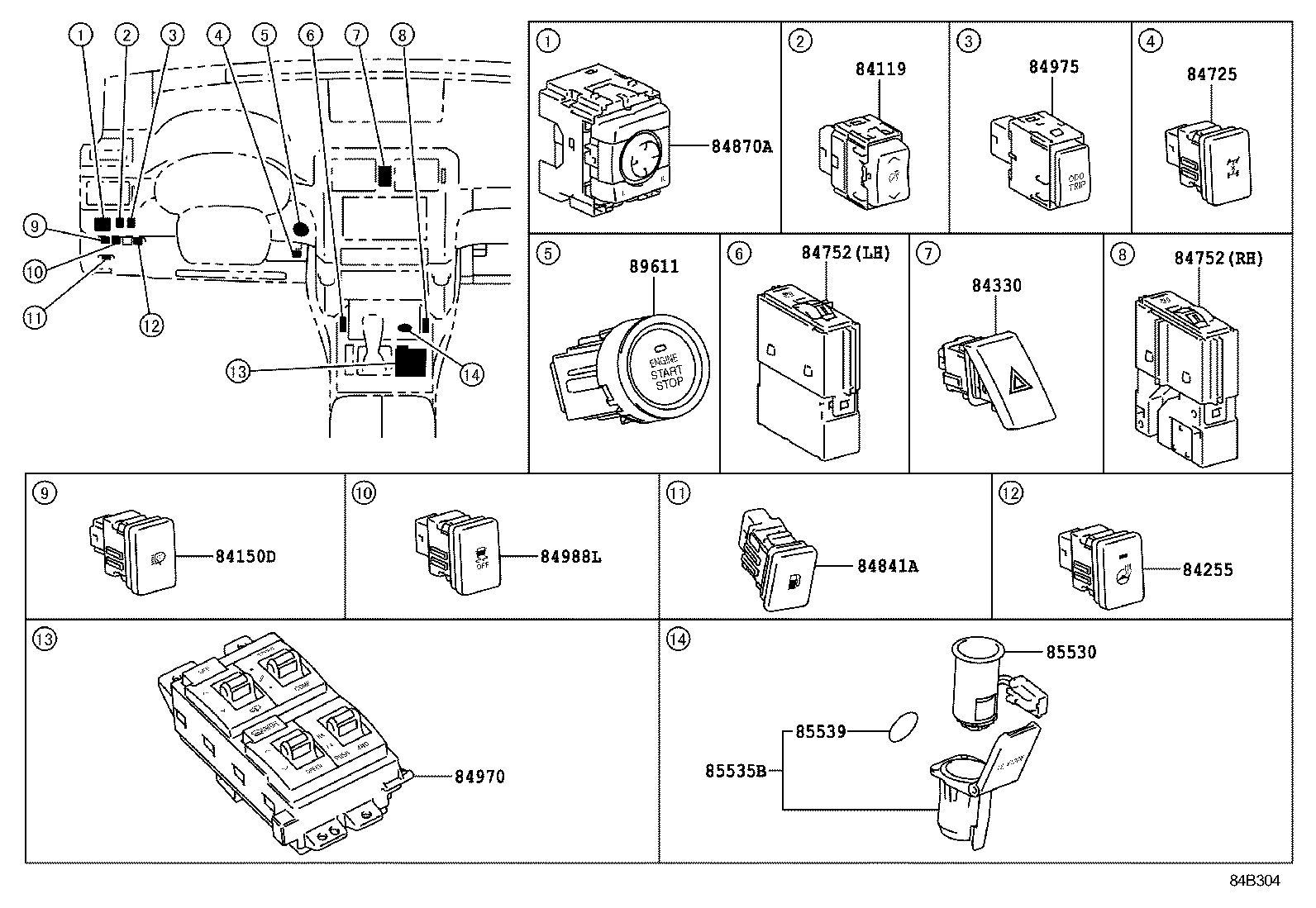 55936-60070 SWITCH, CENTER CLUSTER MODULE product image