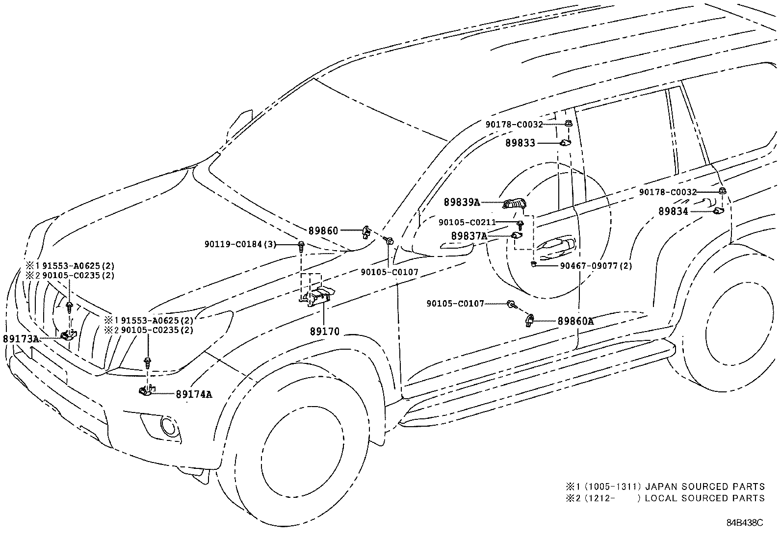 89173-09660 SENSOR, AIR BAG, FRONT RH product image