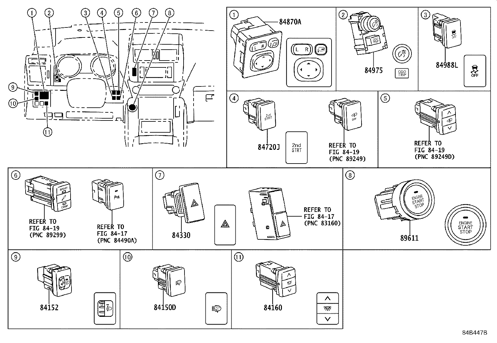 84152-0G010 SWITCH, HEADLAMP LEVELING product image