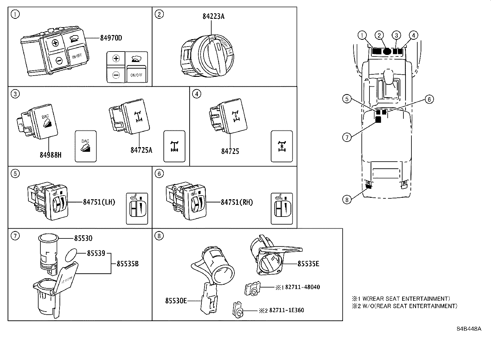 84152-0G010 SWITCH, HEADLAMP LEVELING product image