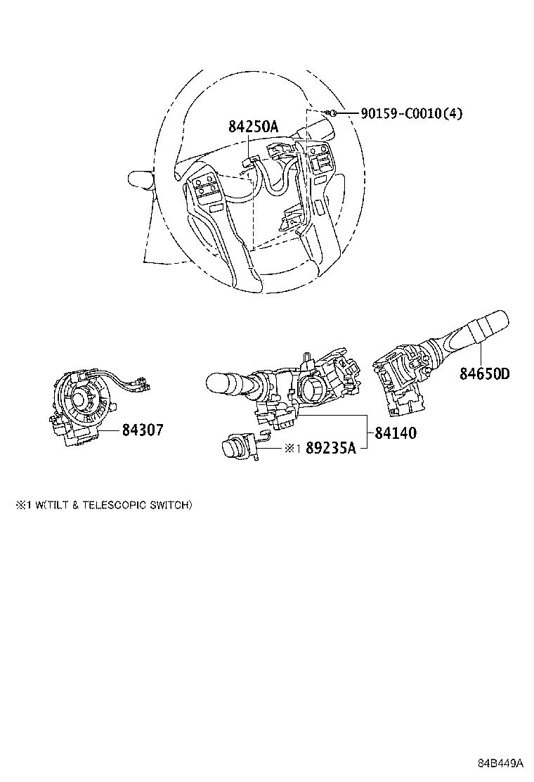 84152-0G010 SWITCH, HEADLAMP LEVELING product image