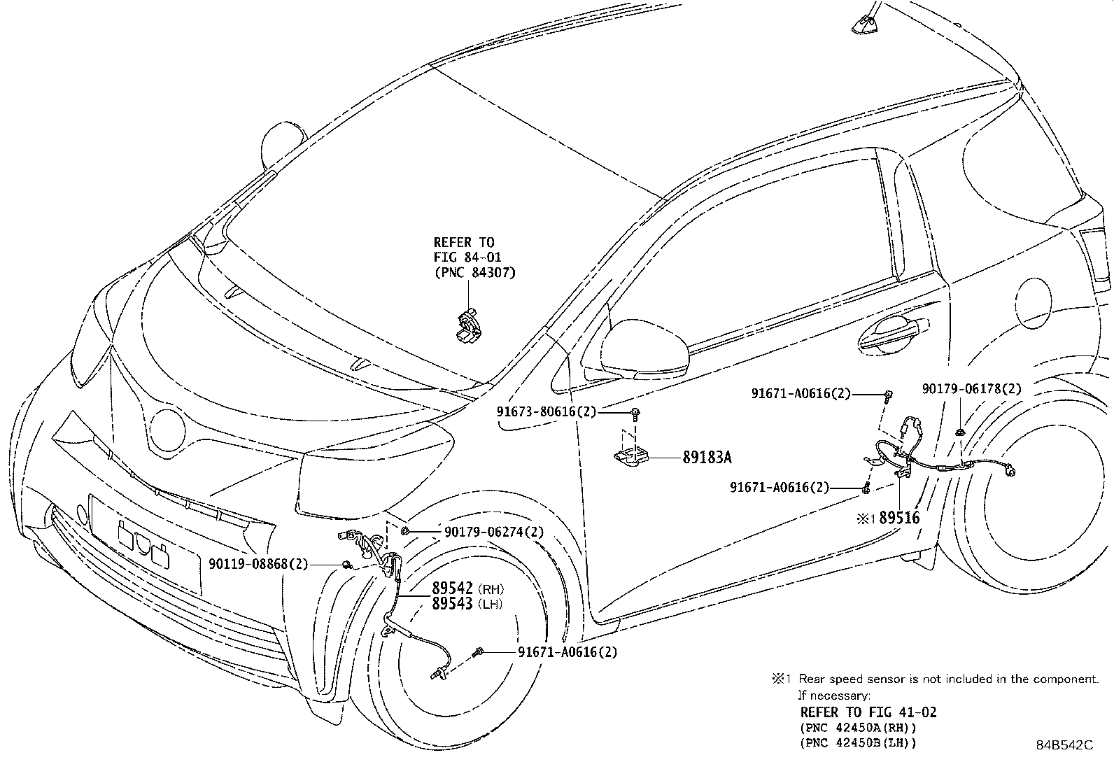 Toyota 89543-74010 SENSOR, SPEED, FRONT LH