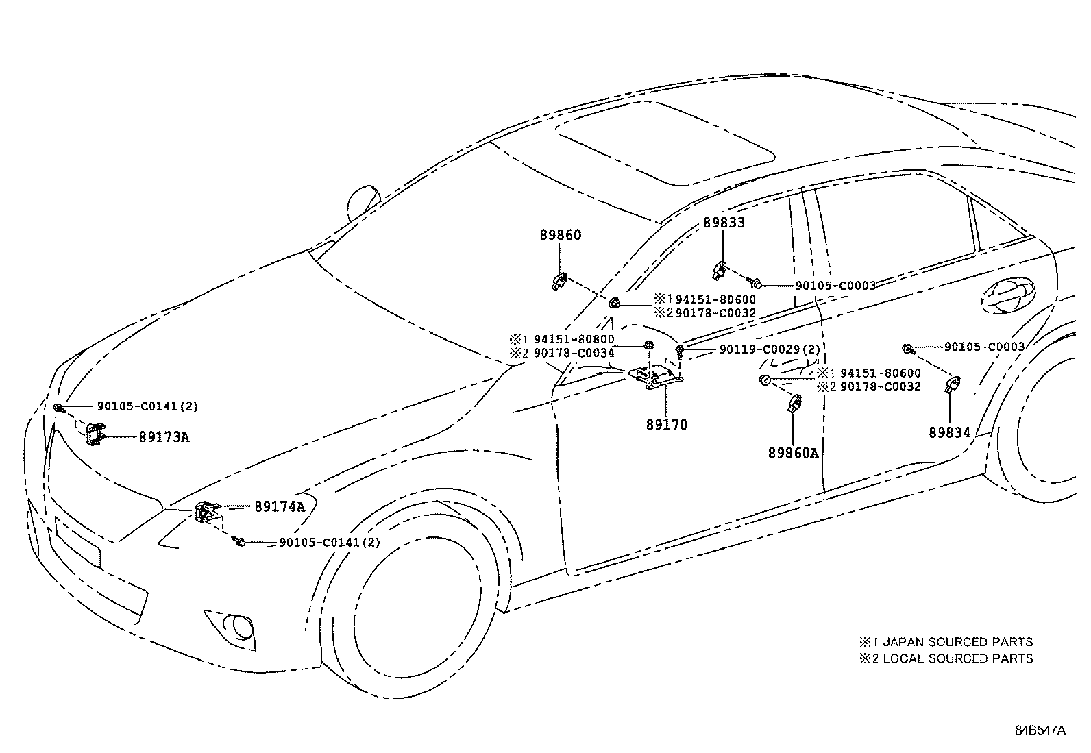 89173-09720 SENSOR, AIR BAG, FRONT RH product image