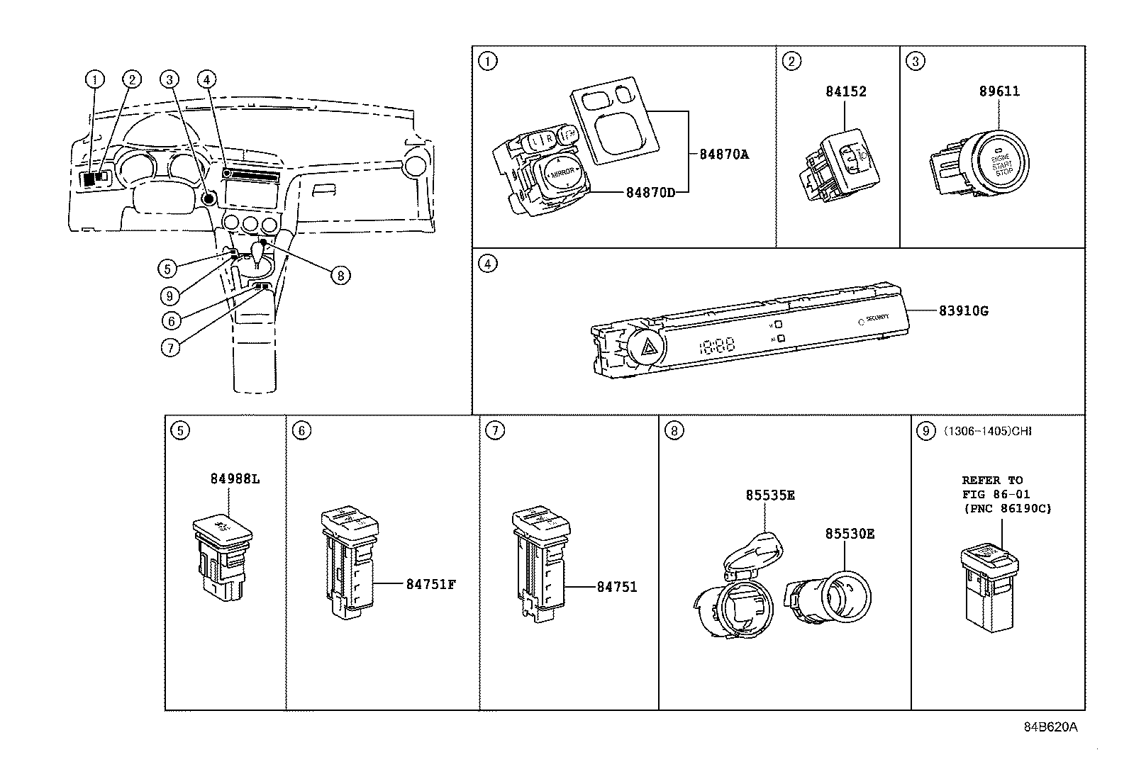 84152-21030 SWITCH, HEADLAMP LEVELING product image