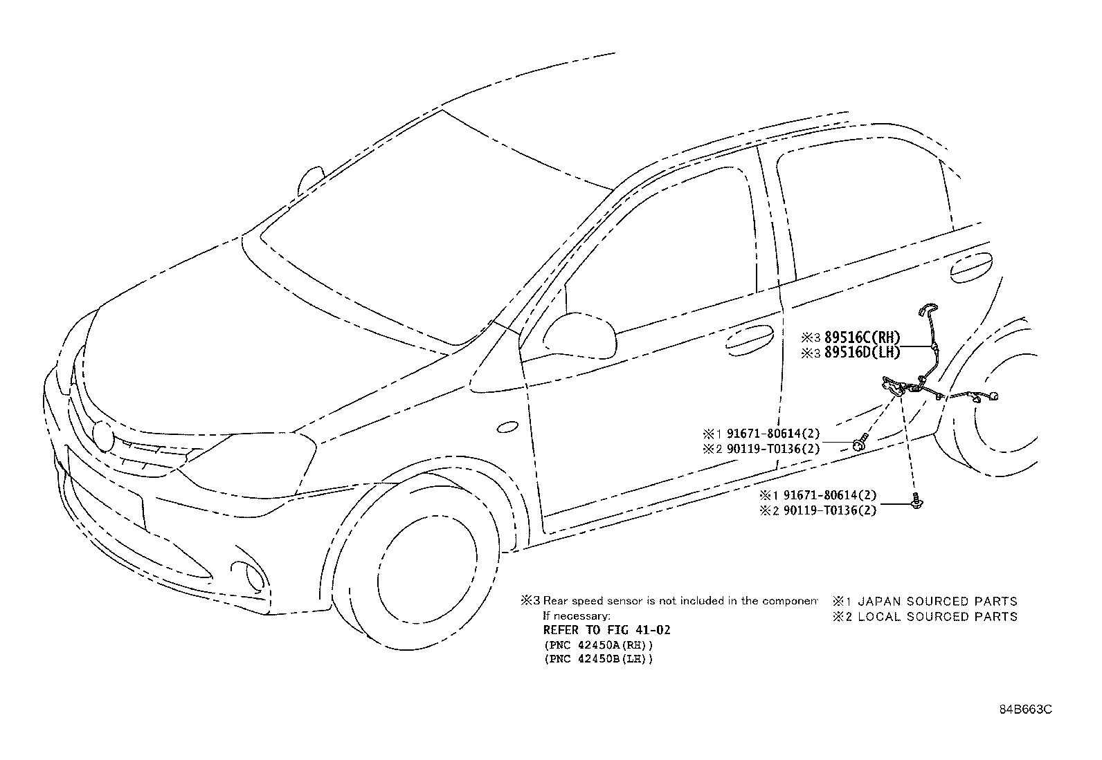 89516-0D160 WIRE, SKID CONTROL SENSOR, LH product image