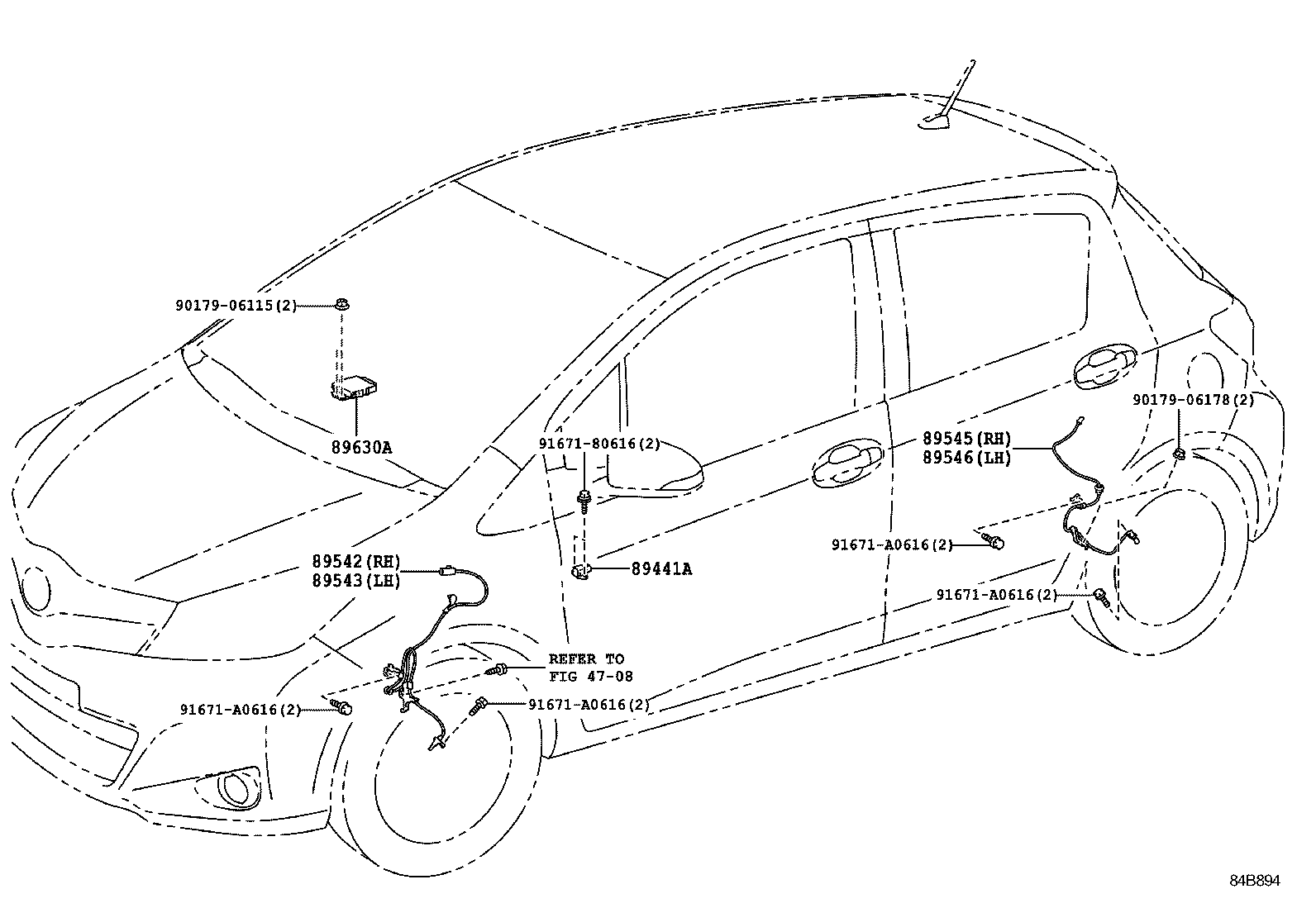 89545-52050 SENSOR, SPEED, REAR RH product image