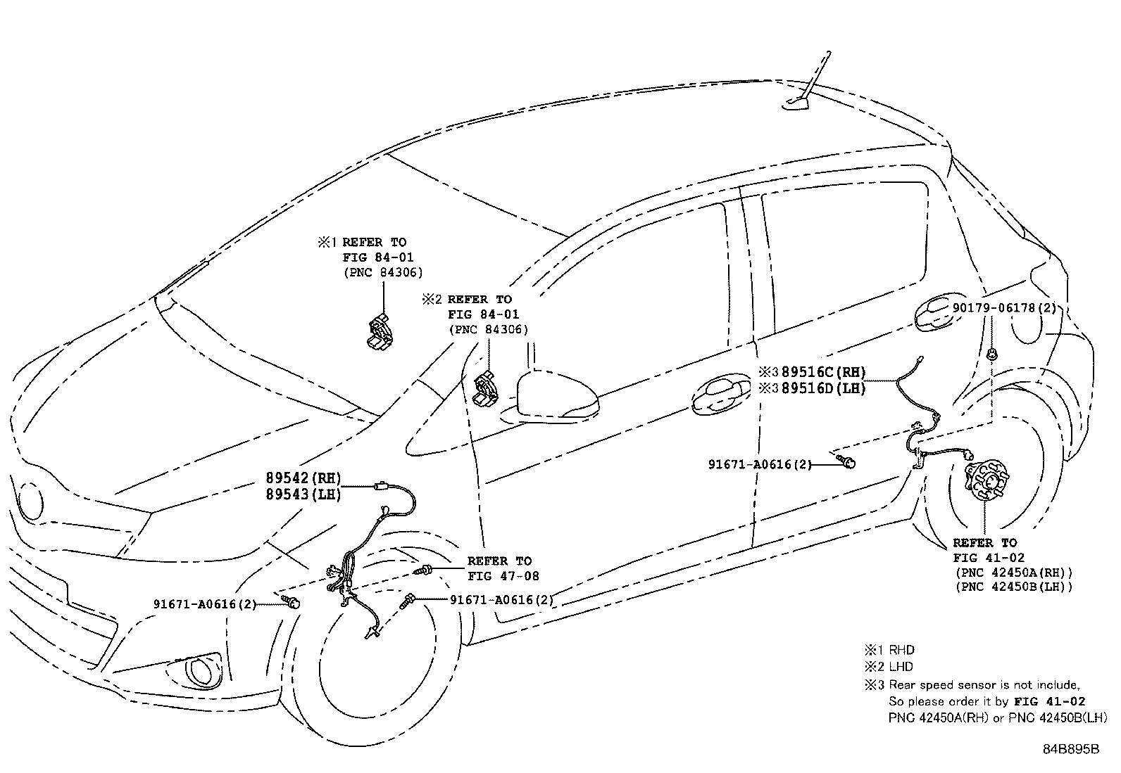 89516-52140 WIRE, SKID CONTROL SENSOR, LH product image