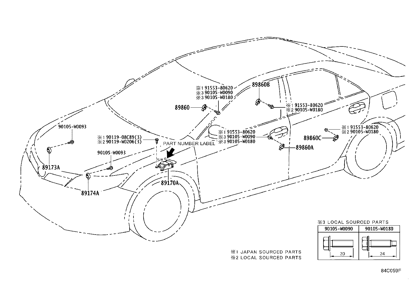 89173-39475 SENSOR, AIR BAG, FRONT RH product image