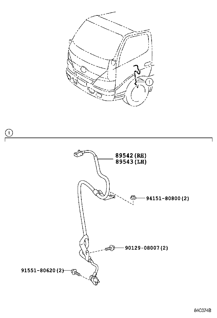 89545-37091 SENSOR, SPEED, REAR RH product image