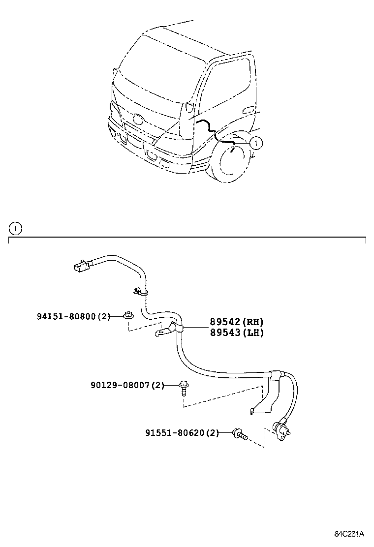 89545-37101 SENSOR, SPEED, REAR RH product image