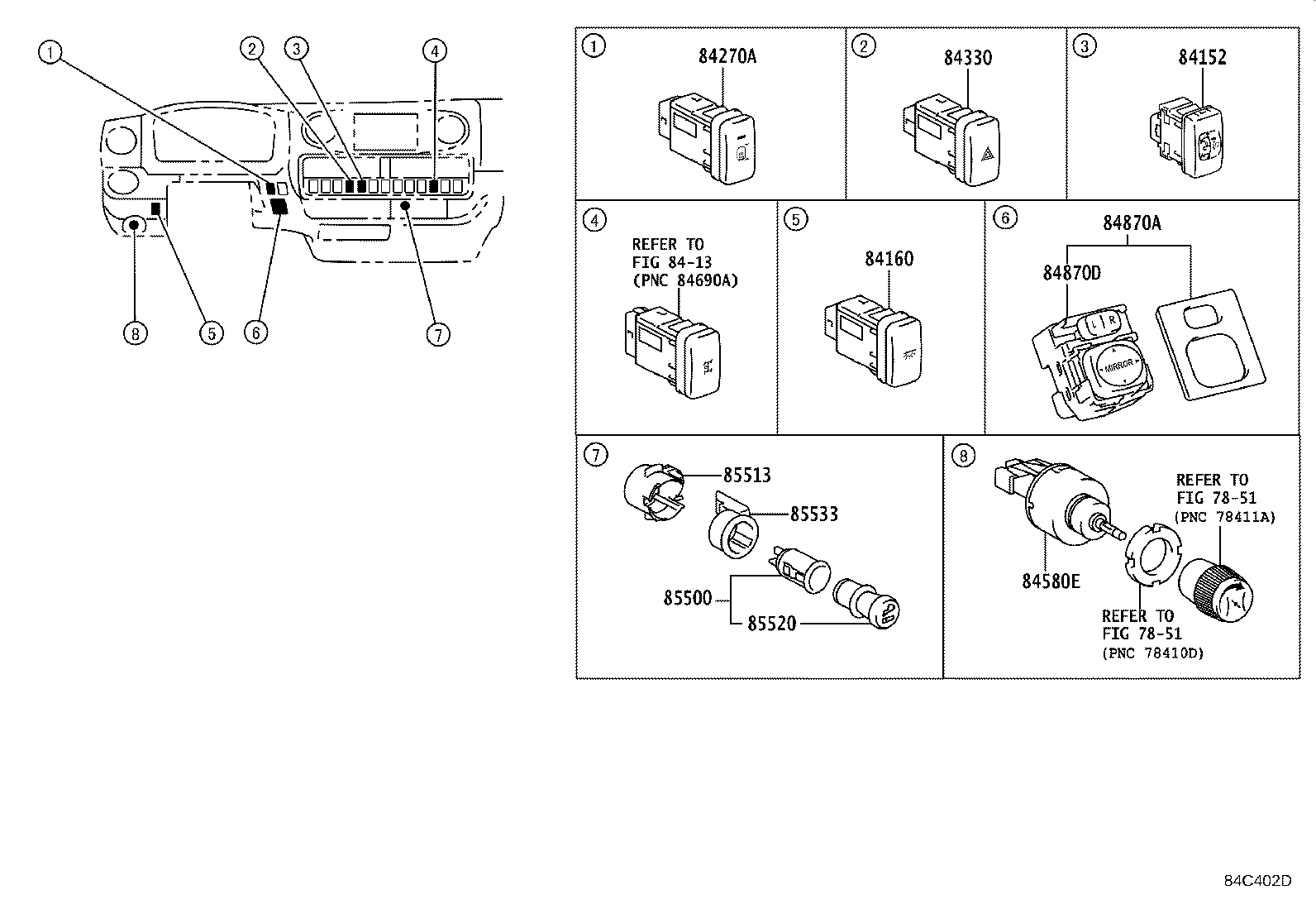 84152-37081 SWITCH, HEADLAMP LEVELING product image