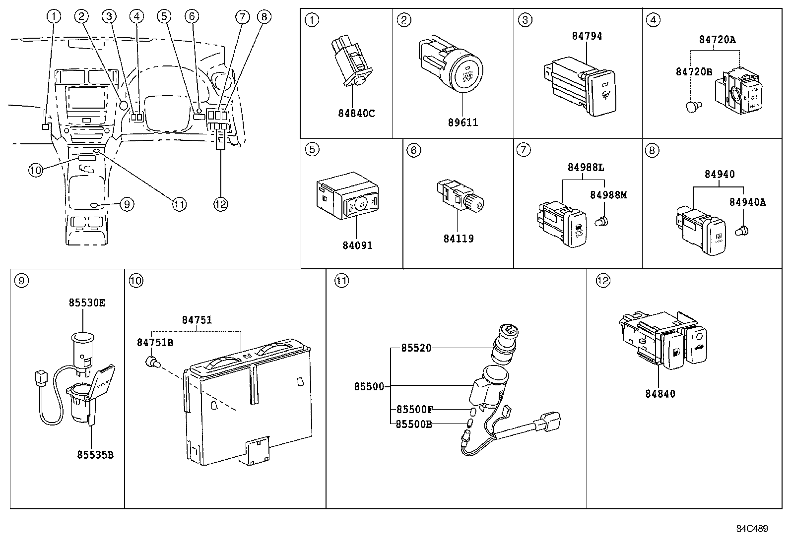 55936-53010 SWITCH, CENTER CLUSTER MODULE product image
