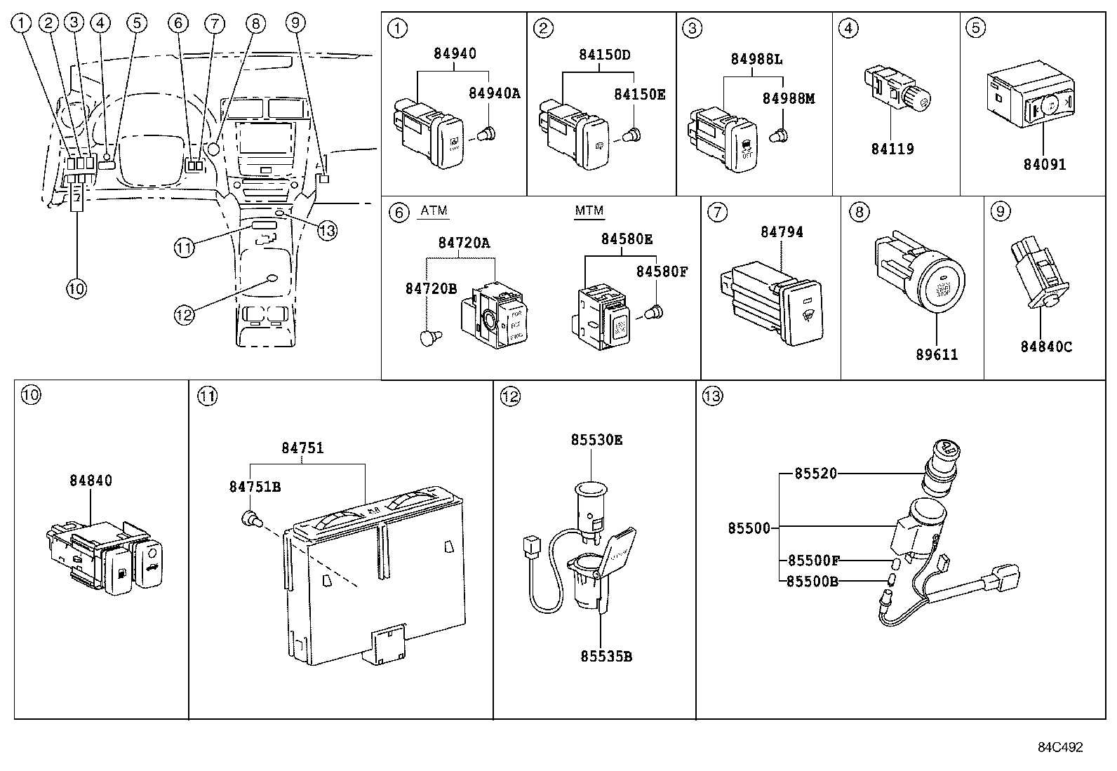 55901-53380 BASE SUB-ASSY, HEATER CONTROL product image