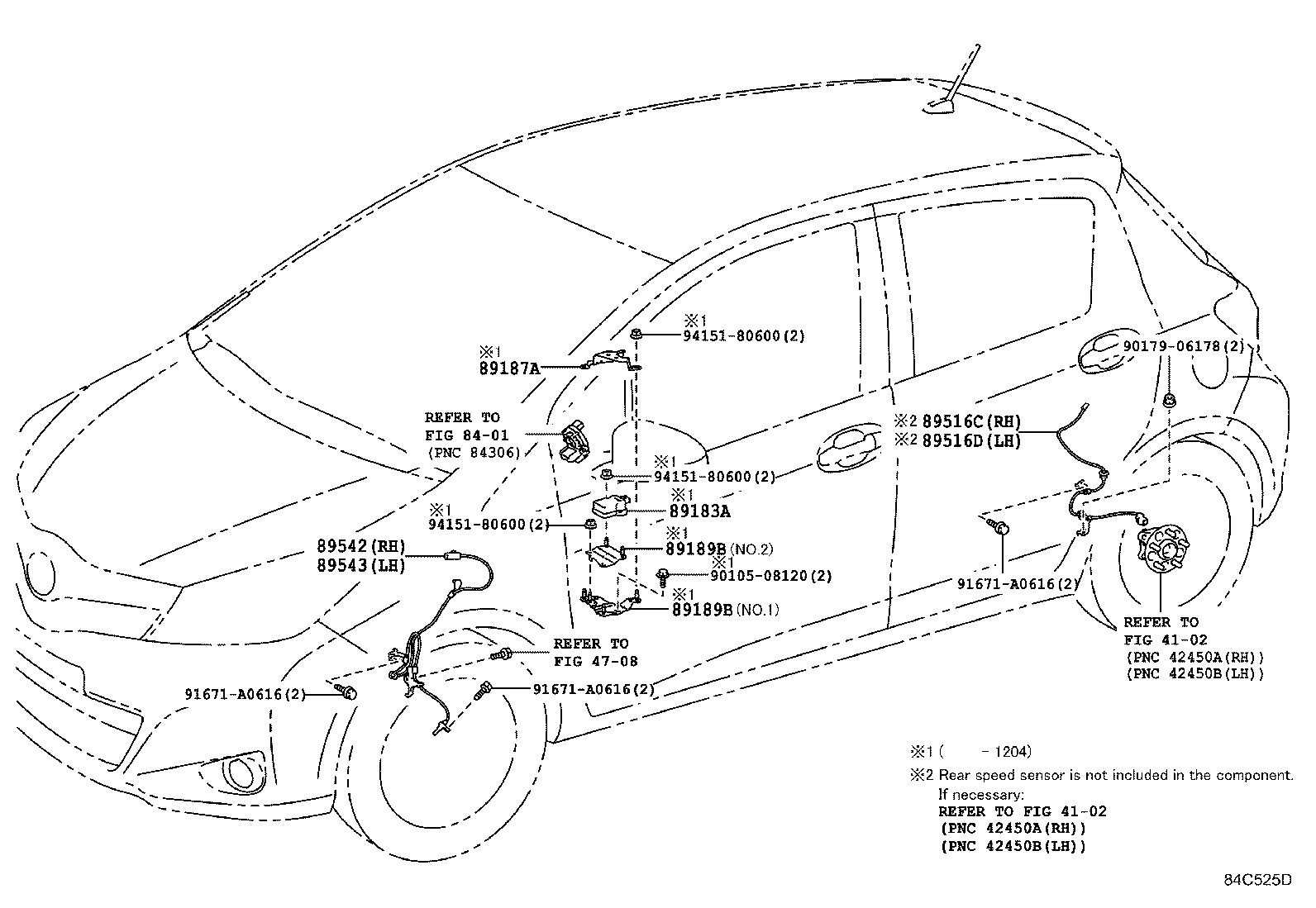 Toyota 89516-52130 WIRE, SKID CONTROL SENSOR, RH