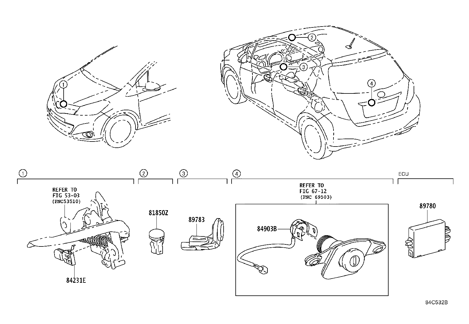 Toyota 84903-52030 SWITCH SUB-ASSY, DOOR UNLOCK