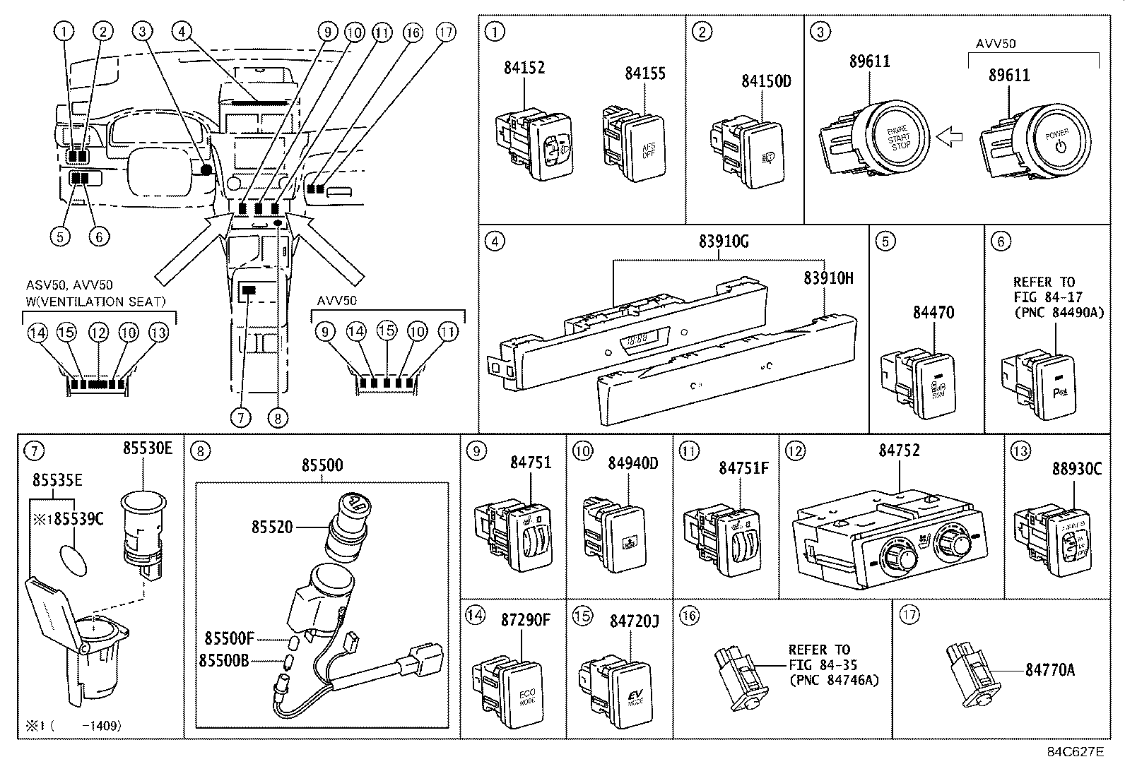 84152-06030 SWITCH, HEADLAMP LEVELING product image