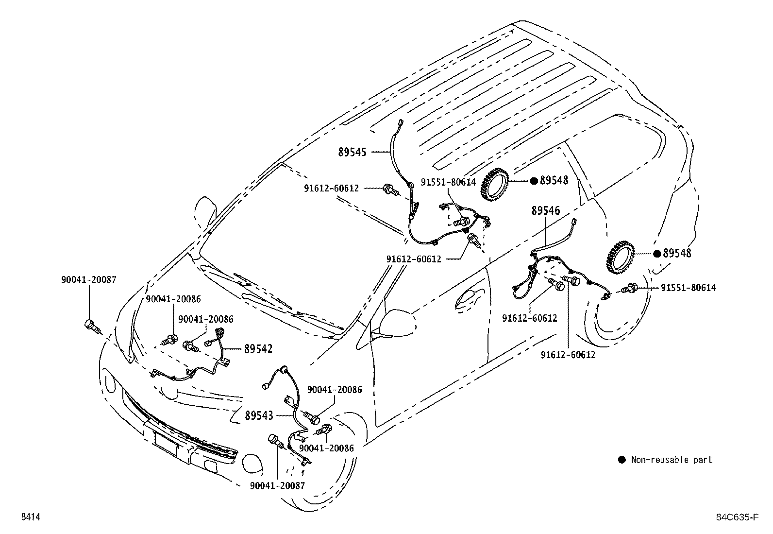 Toyota 89543-B0030 SENSOR, SPEED, FRONT LH