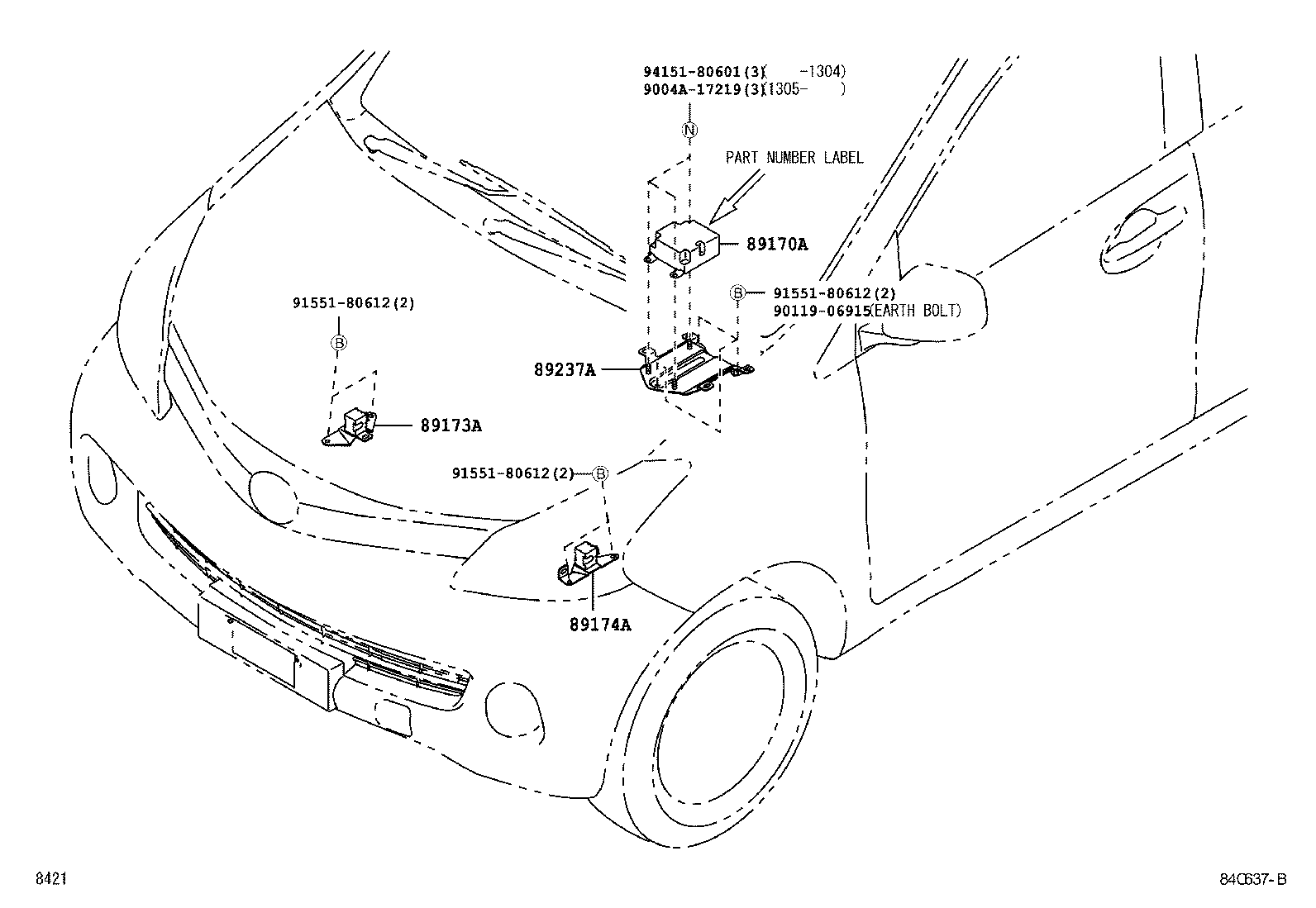 89173-BZ080 SENSOR, AIR BAG, FRONT RH product image